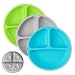 Kids Plates - Toddler Plates - Silicone Plate with Dividers for Baby, Kids & Toddlers (Blue/Gray/Green)
