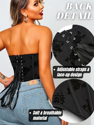Image of ChiaoLezhee Heart Corset Top For Women, Sexy Concert Outfits Going Out, Strapless Crop Top, Overbust Bustier