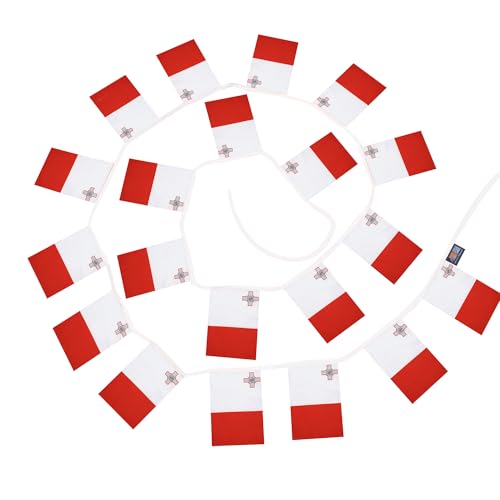 Image of AZ FLAG Malta 6 meters BUNTING Flag 20 flags 9'' x 6'' - Maltese STRING flags 15 x 21 cm