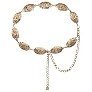 TOPACC Western Metal Concho Belt for Women Cowgirl Chain Belts for Dresses Jeans Country Concert Outfit