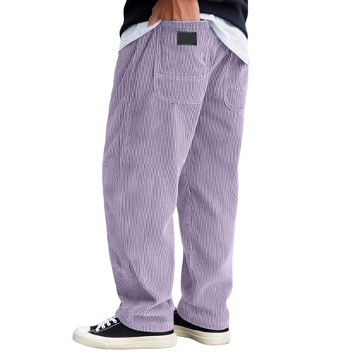 Mokaloha Pants, Pacificozy Men's Loose Corduroy Ribbed Embroidered Wide Leg Drawstring Sweatpants Trousers