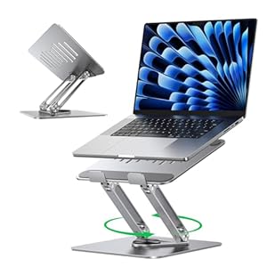 MAGIC JOHN Soporte ajustable para laptop para escritorio, soporte elevador plegable giratorio de 360°, diseño ergonómico, soporte para computadora portátil para MacBook Pro Air/Dell/HP de 10 a 17.3