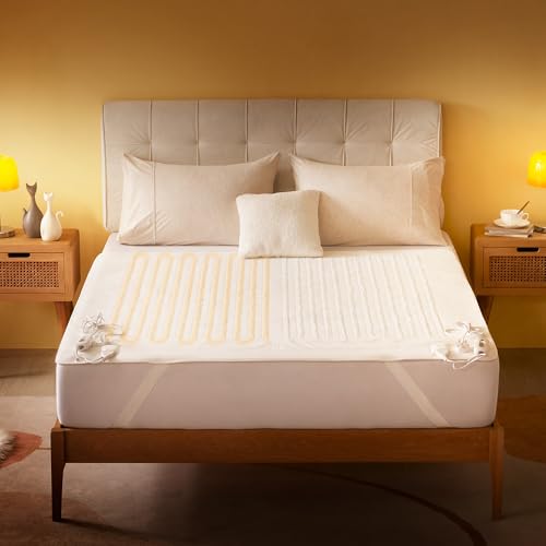 Sonive Super King Electric Blanket Heated Blanket 150cm x 160cm Dual Control with 3 Different Heat Settings Fitted Heated Mattress Cover with Overheat Protection Uniform Heating Machine Washable