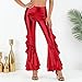 Pants for Women Faux Leather Yoga Leggings Going Out Summer Outfits Costume Cosplay Sweatpants High Waist Dance Trousers（2-Red,Small）