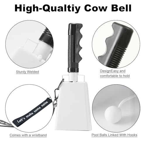 image for CHMI Cow Bells with Wrist Strap - Cowbell with Handle 2pcs, Customizab