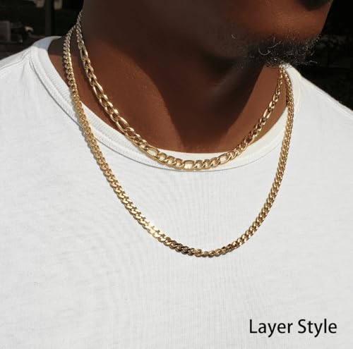 Mens 5MM Gold Plated/Silver Stainless Steel Miami Cuban Link Chain Necklace for Men4