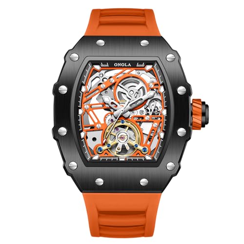 Image of OVERFLY ONOLA Mens Watch Automatic Mechanical Skeleton Dial Luxury Wrist Watch for Men