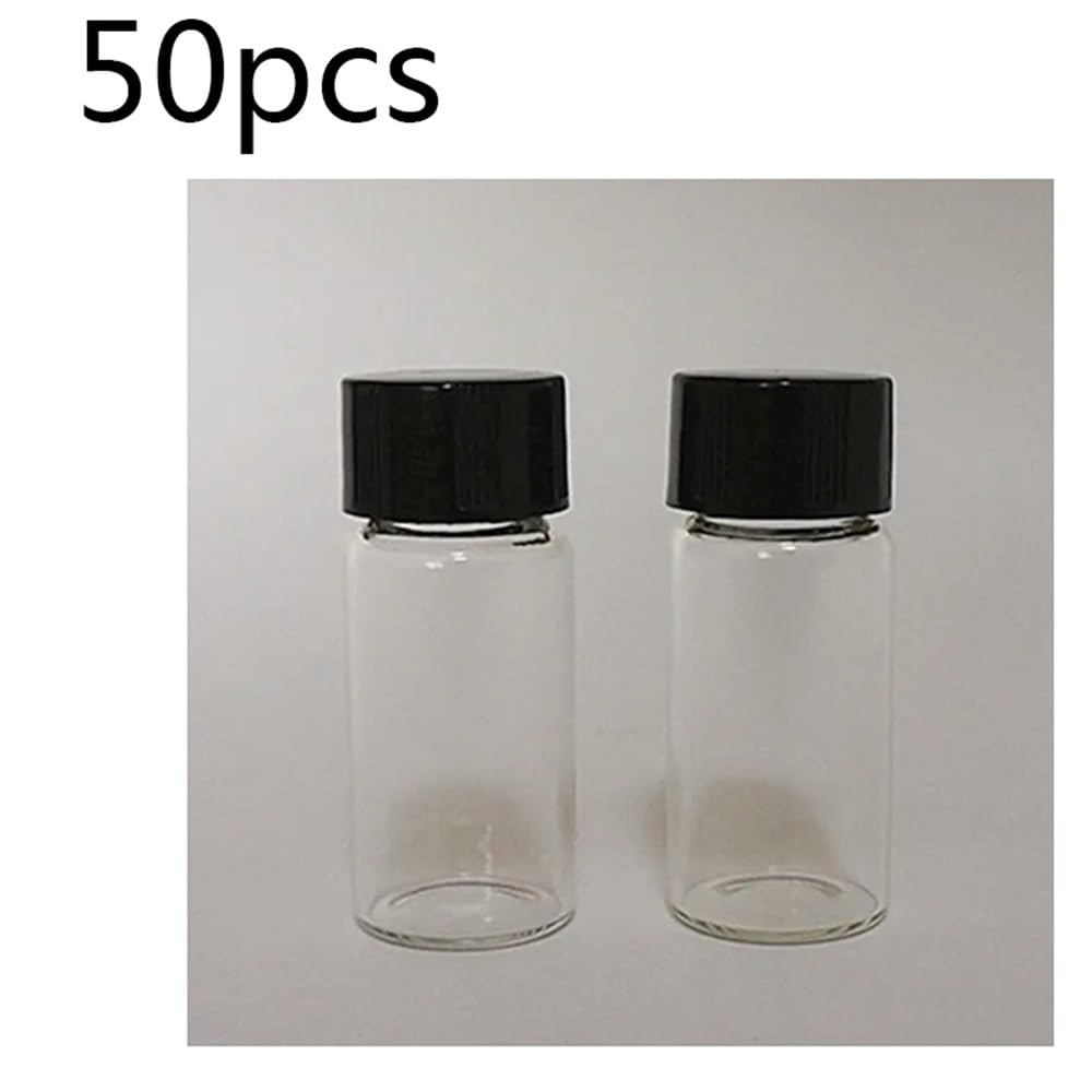 Attrezzature e forniture di laboratorio Flaconi for campioni in vetro trasparente da 3 ml a 50 con tappo a vite in plastica nera Flacone essenziale for uso in laboratorio