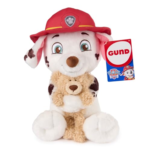 Paw Patrol - Gund - Pat Patrouille - Marcus Taille 25 cm - Peluche Chien avec Ours - Lavable en Surface - Pat Patrouille Jouet Premier Age - Peluche Bébé -...