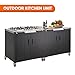 Feasto Gas Grill, Movable Outdoor Gas Stove Stainless Steel Top with Cabinet, 5 Burners with 36,200 BTUs, Outdoor Propane Grill for Outdoor Cooking, Ideal for Lawn & Garden, L35.4” x W24”