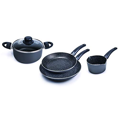 ALLUFLON 0018026573 Tradizione Italia 5-częściowy zestaw: patelnie 20-24-28 cm, rondel z rączką, 16-20 cm, aluminium