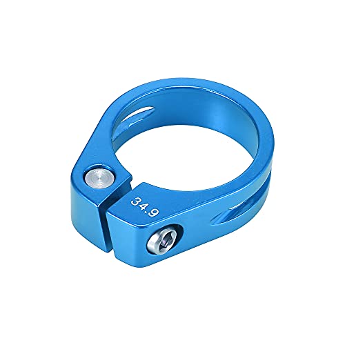 X AUTOHAUX 34.9mm Aluminium Alloy Bicycle Seat Post Clamp Seat Post Clip Blue