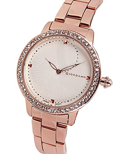 Image of Giordano Analog Diamond Studded Watch for Women With Metal Strap - Water Resistant, Elegant Ladies Wrist Watch to Compliment Your Look - Ideal Gift - GZ-60046