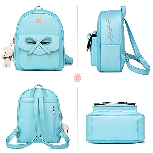 Image of MACCINELO Cute Leather Mini Backpack Purse for Women Bowknot Small Backpack for Girls gift Rucksack Ladies Shoulder Bag 3pcs