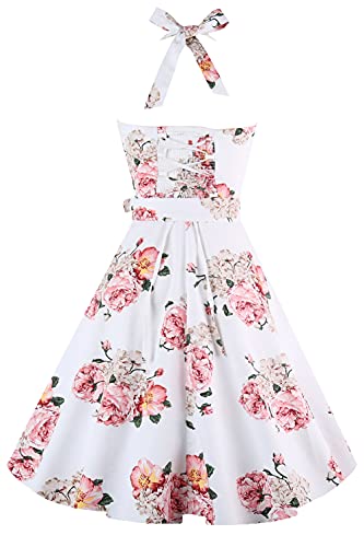 Topdress Women's Vintage Polka Audrey Dress 1950s Halter Cocktail Dress