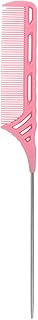1PC Professional 8,9 &quot;Tail Pente Rabtail Pente Aço Inoxidável Pintail Anti Static E Resistente ao Calor Teasing Pente Pente Cauda Leve Para Todos Os Tipos De Cabelo Pente de cauda,Pentear,Pente de cauda profissional de 8,9 polegadas,Pente Pintail De Aço Inoxidável,Pente provocador Pink
