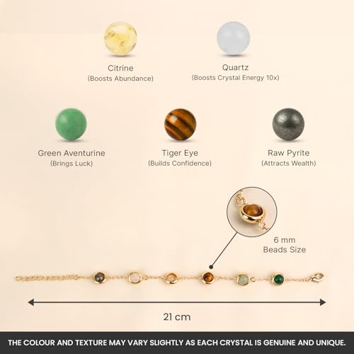 Image of Astrotalk Dhan Yog Bracelet |Attracts Wealth & Prosperity | Manifest Wealth with Citrine, Jade, Tiger Eye, Clear Quartz & Pyrite Stone | Bracelet for Man & Woman | Gift for Man & Woman