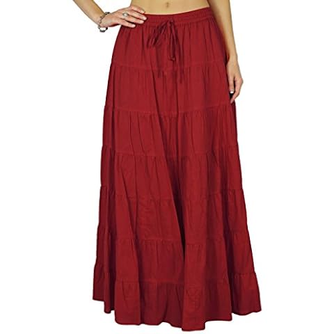 Falda de algodón granate Phagun con diseño étnico y cintura con lazo Cover