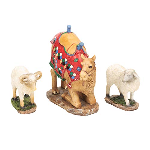 Three Kings Gifts Kneeling Camel and Two Awassi Sheep - for 7 Inch Real Life Nativity