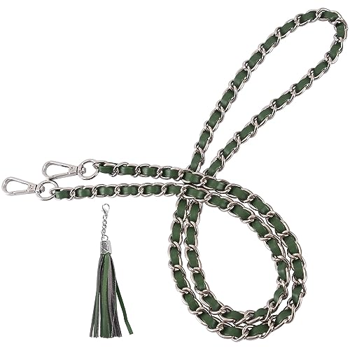 VanEnjoy Purse Chain Strap with Tassel - Microfiber Leather - Replacement for Shoulder Straps for Handbag -47” (Green-Silver Metal) by VanEnjoy - Used condition - US$12.81