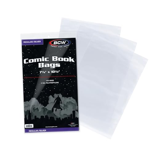 BCW Silver Age Comic Bags (100 Pack) – Acid-Free Archival Comic Book Bags for Silver Age Comics |...