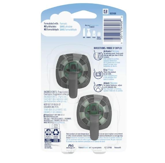 Image of Febreze AUTO Air Freshener Vent Clip, 0.07 oz. Car Vent Clip, Pack of 2 (GAIN)