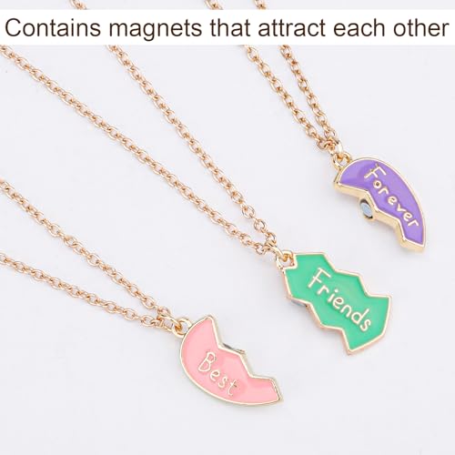 3pcs Friendship Necklaces for 3, Love Heart Enamel Magnetic Matching Pendant Necklace Forever Three Friends Jewelry Gifts for Women Men Anniversary Birthday (Style 2)4
