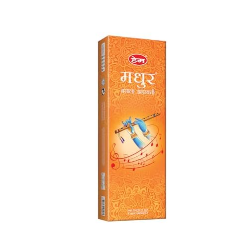Hem Madhur Masala Incense Sticks - Pack of 2 | Handcrafted Sweet Masala Blend Aggarbatti for Meditation, Pooja & Spiritual Practices | Long-Lasting Fragrance | Burns 35-40 Min | Approx. 200 Sticks