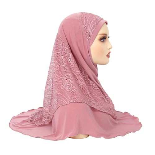 Women Muslim Lace Hijab Instant Scarf Islam Prayer Hijabs Turban One Piece Amira Head Wrap Shawls3