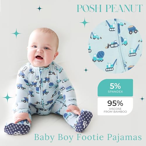 Image of Posh Peanut Baby Rompers Pajamas - Newborn Sleepers Boy Clothes - Kids One Piece PJ - Soft Viscose from Bamboo