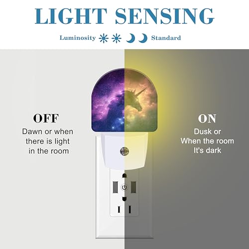 Image of Plug in Night Lights Unicorn Silhouette in Galaxy Nebula Nightlight Plug Into Wall Dusk to Dawn Sensor LED Night Light for Kid Girls Boys Room Decor,Hallway,Kitchen,Bathroom,Nursery,Stairs