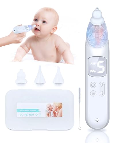 Baby Nasal Aspirator Nose Sucker: Bitjoy Electric 5 Levels Nose Suction - with Soothing Music Light and 3 Silicone Tips