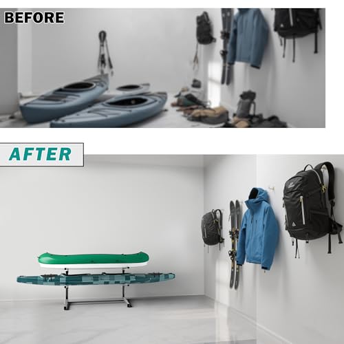 EVERHANGER Kayak Storage Rack, Adjustable Kayak Stand Holder, Freestanding Paddle Board Rack for Kayak, Canoe, Surfboard, 480lbs Capacity, 3 Levels