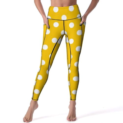 Leggings pour fitness taille haute Points Blancs galbant et anti-glissement taille S