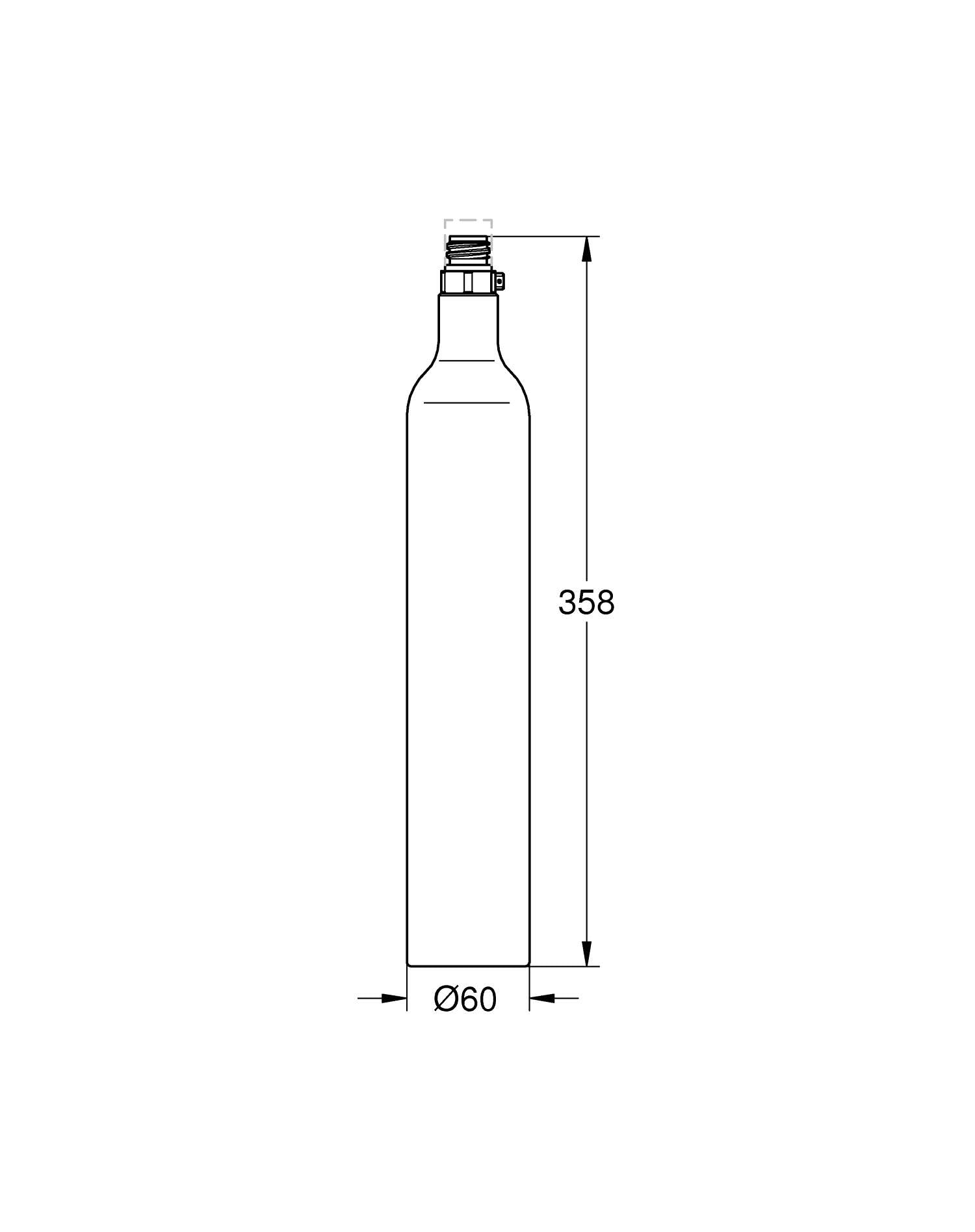 GROHE Blue, pack 4 botellas CO2 de 425g para hasta 60 l de agua con gas (Calidad alimentaria, compatible con gasificadores comunes con conexión estándar, uso universal y fácil sustitución), 40422000