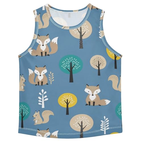 J JOYSAY Animal Raccoon Blue Boys Tank Top Sleeveless Muscle Shirts Quick Dry Active Workout Sport Kids T-Shirts 3-15T