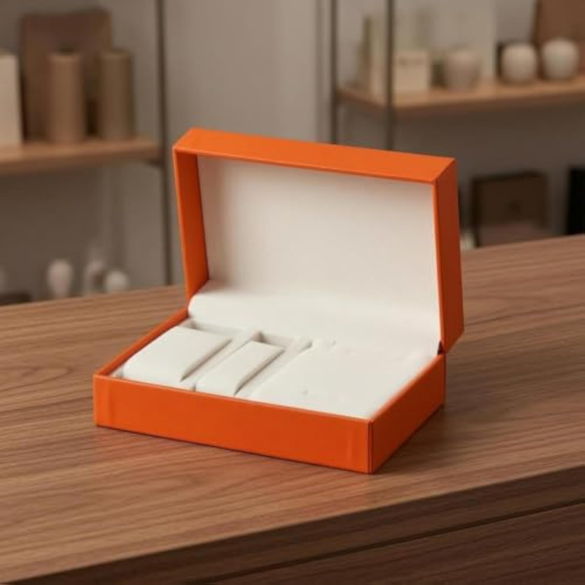 3pc Black Matte Finish Watch Gift Box Set with Molded Compartments