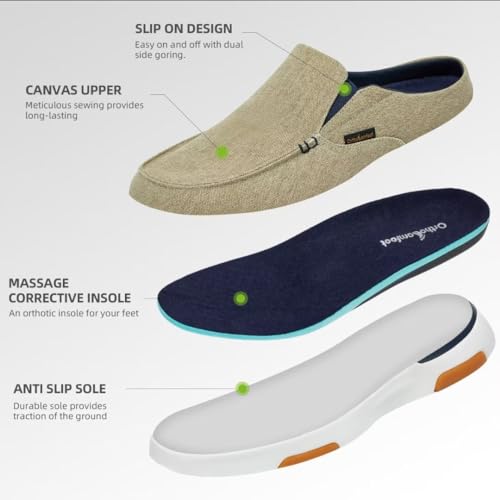 Image of OrthoComfoot Men's Orthopedic Slip-On Loafers Walking Shoes with Arch Support: Casual Plantar Fasciitis Slippers for Flat Feet, Comfortable Orthotic Shoes for Foot and Heel Pain Relief