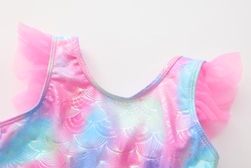 Girl One Piece Swimsuit with Short Modest Beach Swim Dress Printed Skirted Bathing Suit3