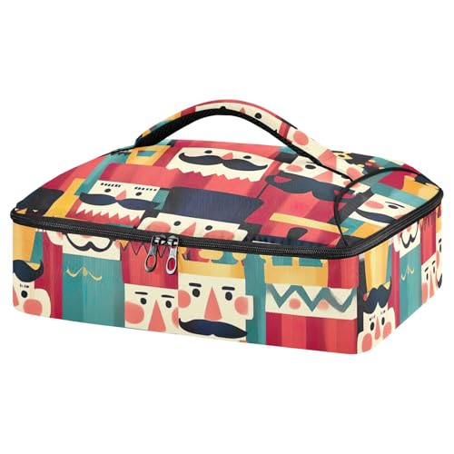 BOESI Doodle Nutcracker Pattern Insulated Casserole Dish Bag Lunch Bag Insulated Insulated Food Bag Reusable for Holding Hot and Cold Food Suitable for Potluck Parties/Picnics/Cookouts