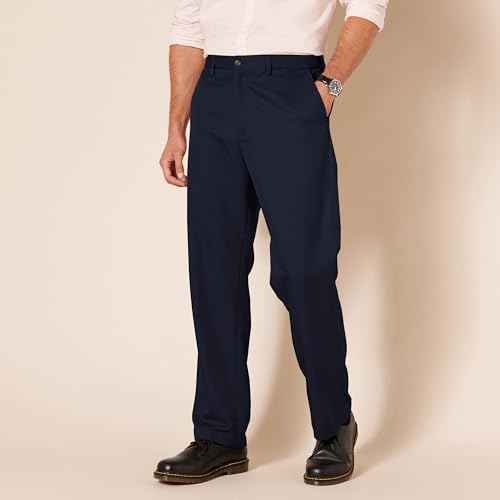 Image of Amazon Essentials Men's Classic-Fit Expandable-Waist Flat-Front Dress Pants