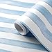 Affrolling Striped Peel and Stick Wallpaper Watercolor Stripe Self Adhesive Wallpaper Decal for Bedroom Cabinet Drawer Furniture Wall Decor, 15.75'' x 118.11'' (Blue)