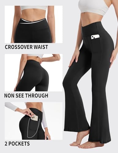 ZOOSIXX Flare Yoga Pants for Women, Crossover Soft Bootcut Leggings3