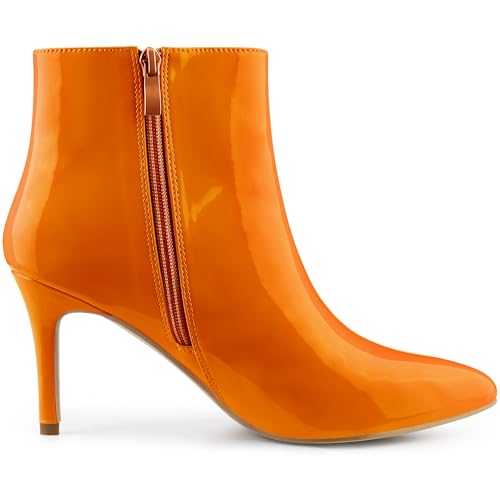 Allegra K Allegra K Women's Pointed Toe Stiletto High Heel Orange Ankle Boots 6 M US