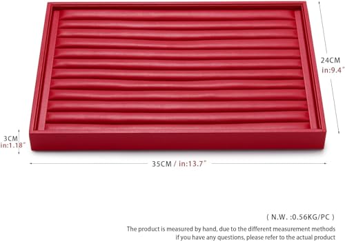 Red Leather Jewelry Tray Ring Earrings Trays Ring Holder Organizer Tray Jewelry Display Trays For Rings, Earrings, Coins, Brooches Storage Display
