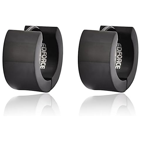 Edforce Stainless Steel Small Hoop Huggie Earrings For Mens Womens (Black) Cover