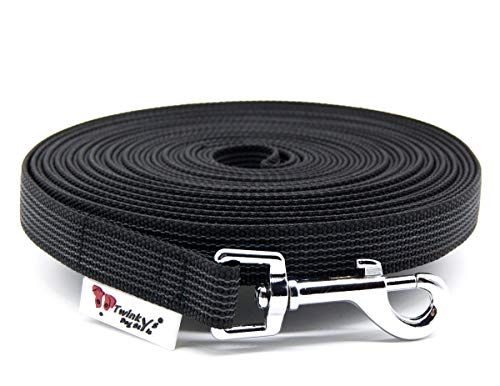 Twinkys Dog Style Schleppleine Hundeleine gummiert 20 mm breit für Hunde bis 50 kg - OHNE Handschlaufe 3 Meter Schwarz Made IN Germany