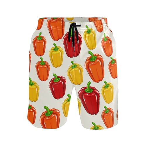 Vegetables Green Pepper Mens Swim Trunks Quick Dry Beach Shorts with Pocket S 23024992
