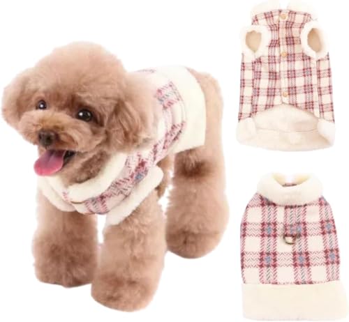 UGYMSIA 犬服 秋冬 犬 洋服 ペット 服 パピーサイズ有 犬の服 秋 冬 子犬服(XS-XXL)ふわふわフリースベスト ノースリーブ タンクトップ 犬 猫 防寒 暖かい かわいい 犬 コート服 牽引ロープハング可能 (ピンク*1,XL)