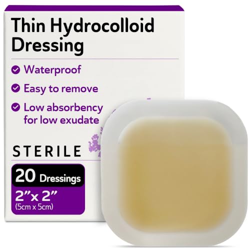 Hydrocolloid Bandages 2x2-20 Sterile and Breathable Hydrocolloid Wound Dressings - for Moderate and Heavy Exudate - Good for Hospitals, Medical Facilities, and Nursing Homes